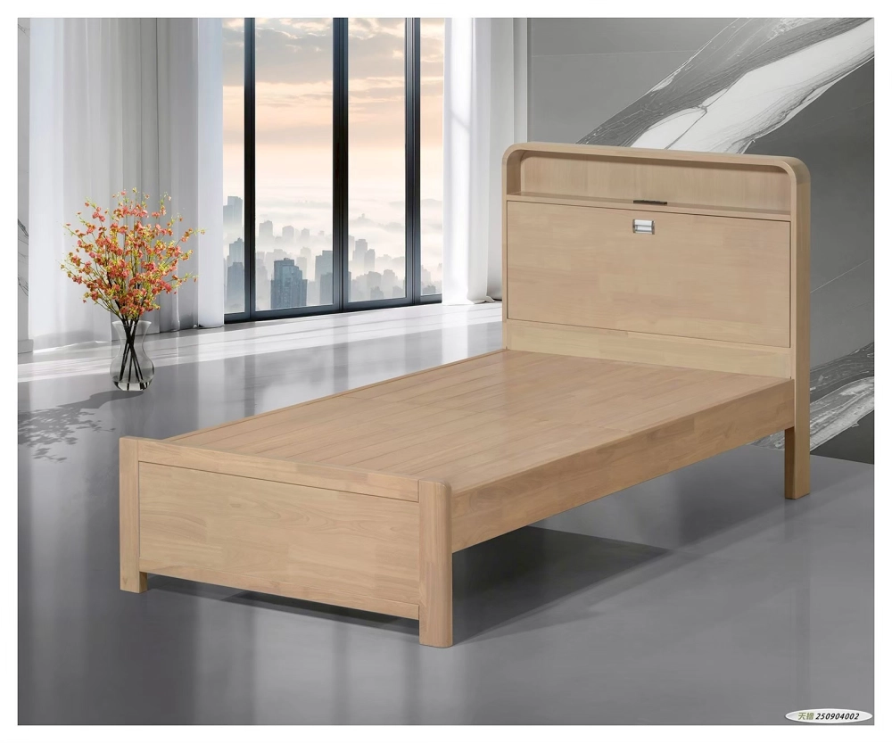 佳娜實木標準單人床組米白色