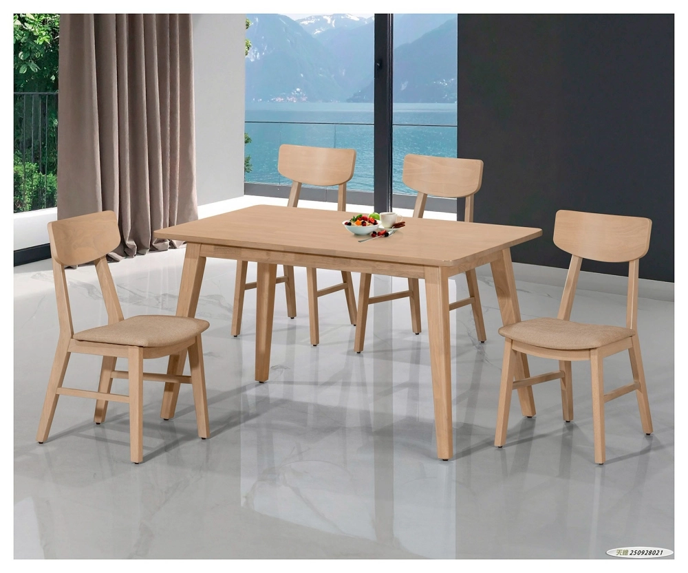 德克米白色實木餐桌