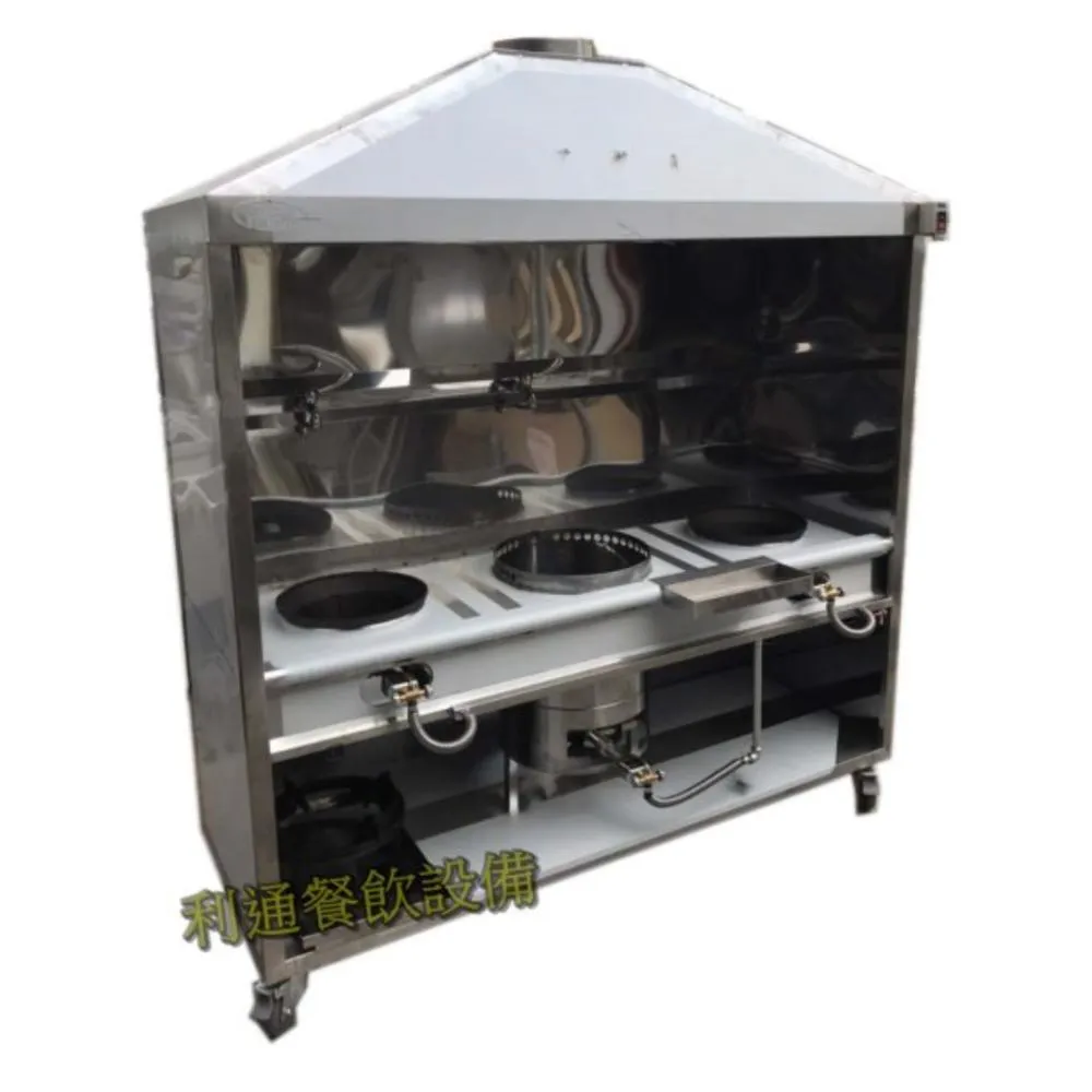 3口-炒台.(水溝型)+煙罩+湯桶.(銀品)