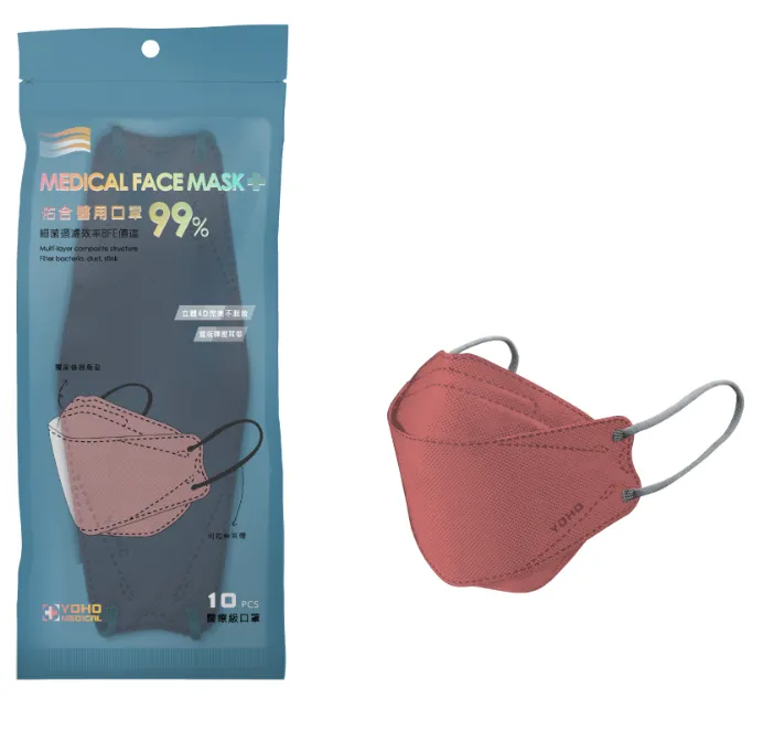 佑合4D美型修容口罩 10入/包(桔梗紅)