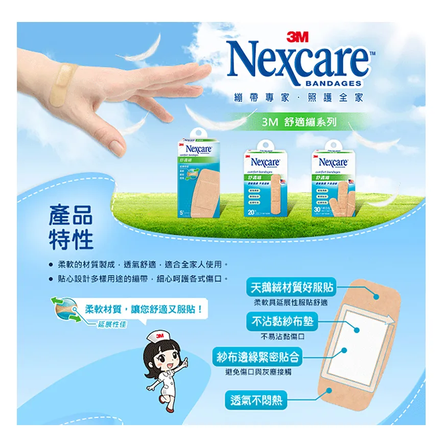 3M Nexcare 舒適繃【5片】5x10cm 膝蓋與手肘用