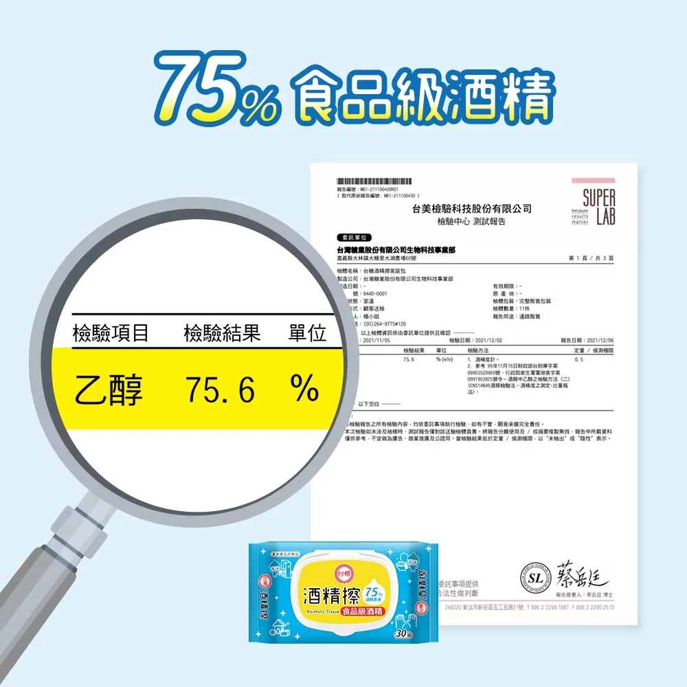 台糖 食品級75%酒精擦30抽/包(附蓋)