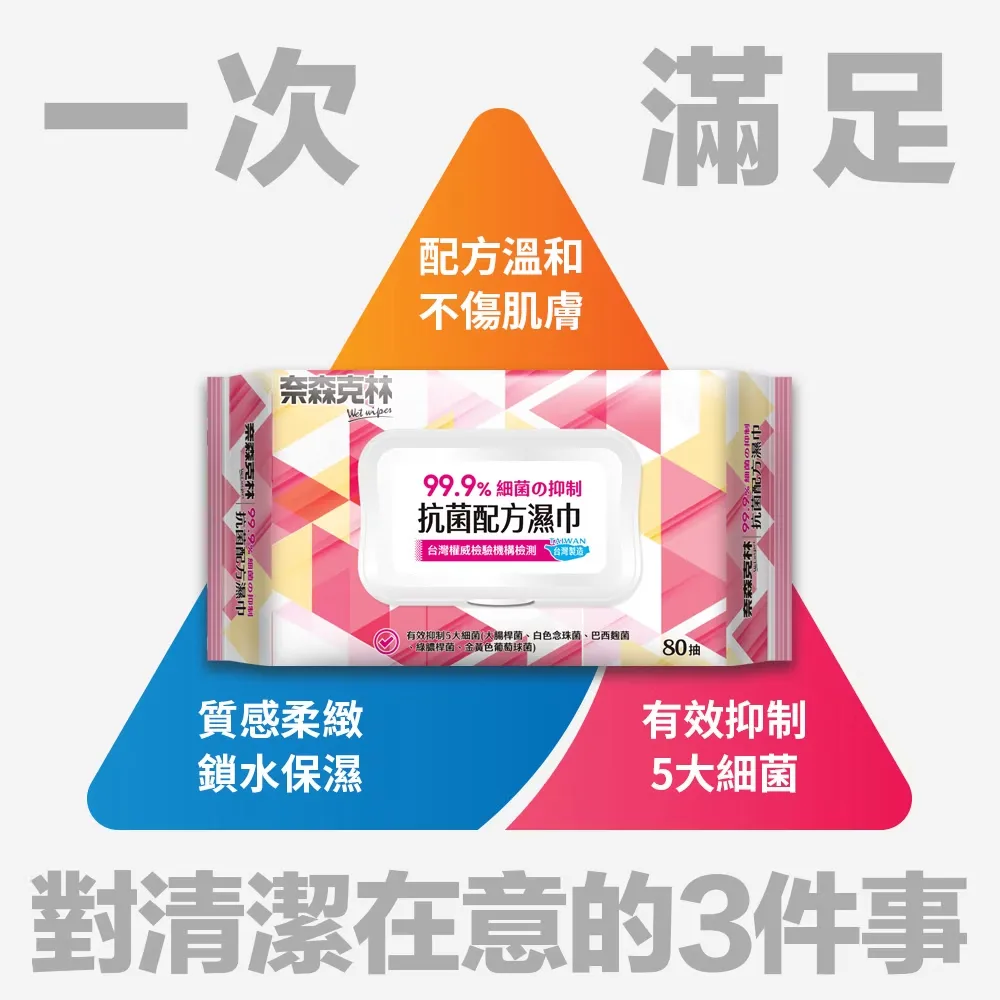 奈森克林抗菌濕巾80抽