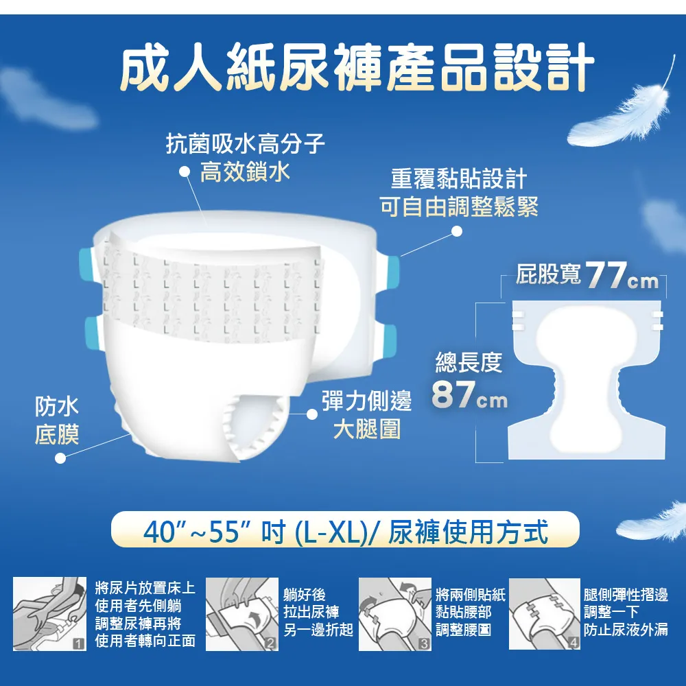 【勤達】黏貼型成人紙尿褲(L~XL)-20片/包-PL002 (O型導流層、臀部加寬)