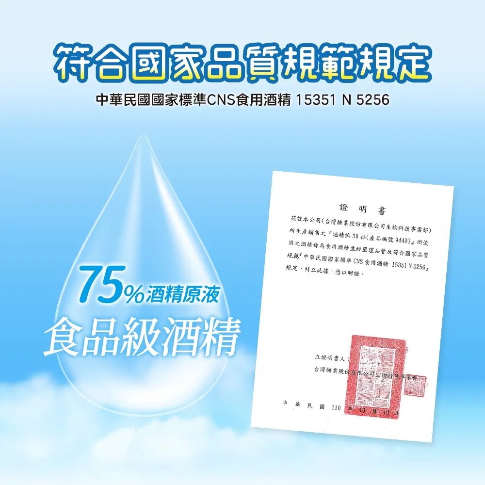 台糖 食品級75%酒精擦30抽/包(附蓋)