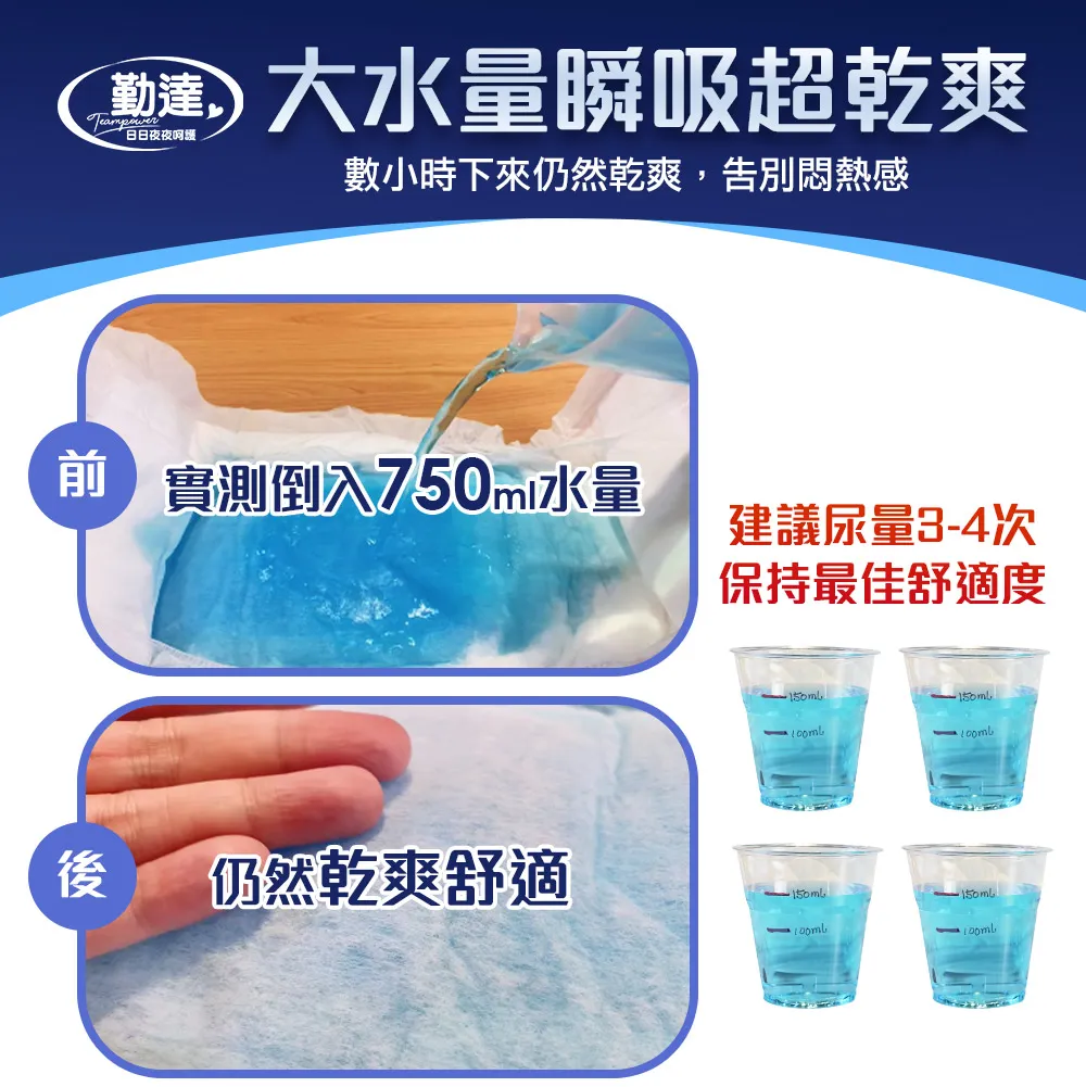 【勤達】加寬加長瞬吸親膚成人尿片-30片/包(單包)H550