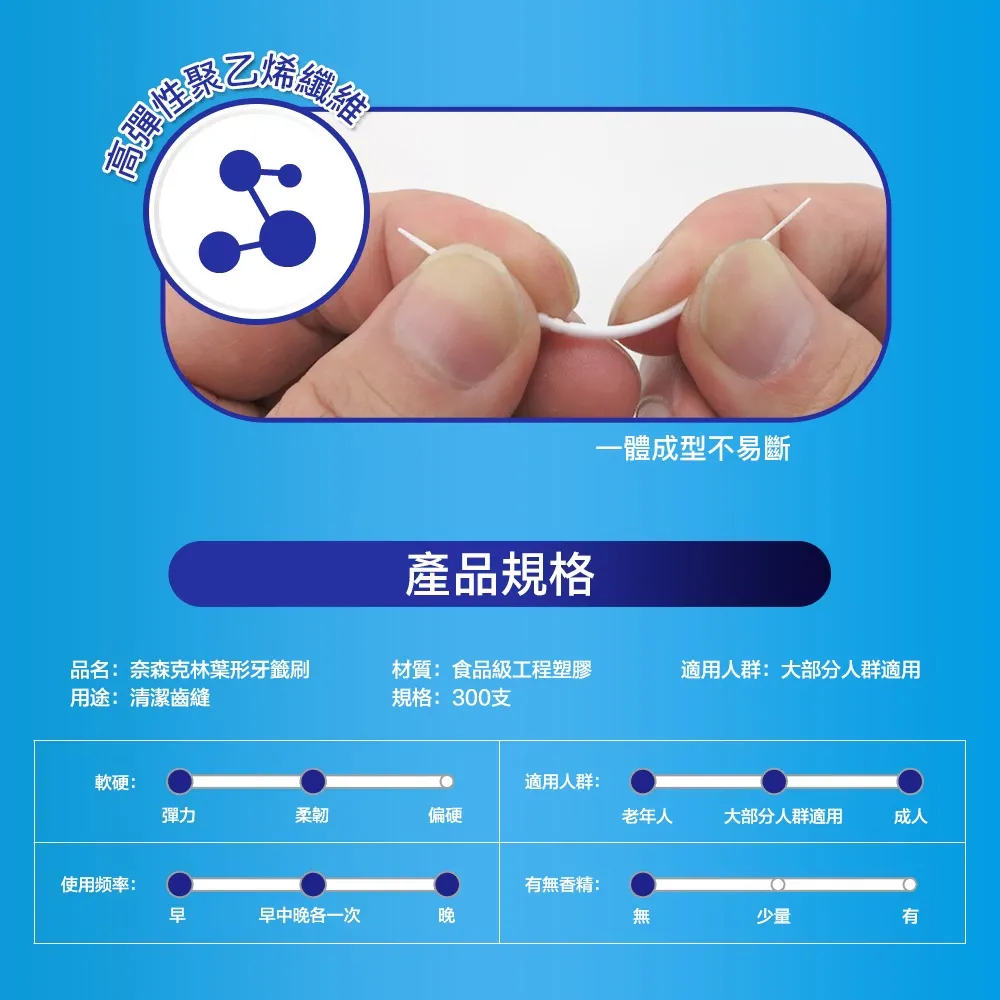 奈森克林 葉形雙效牙籤刷300支