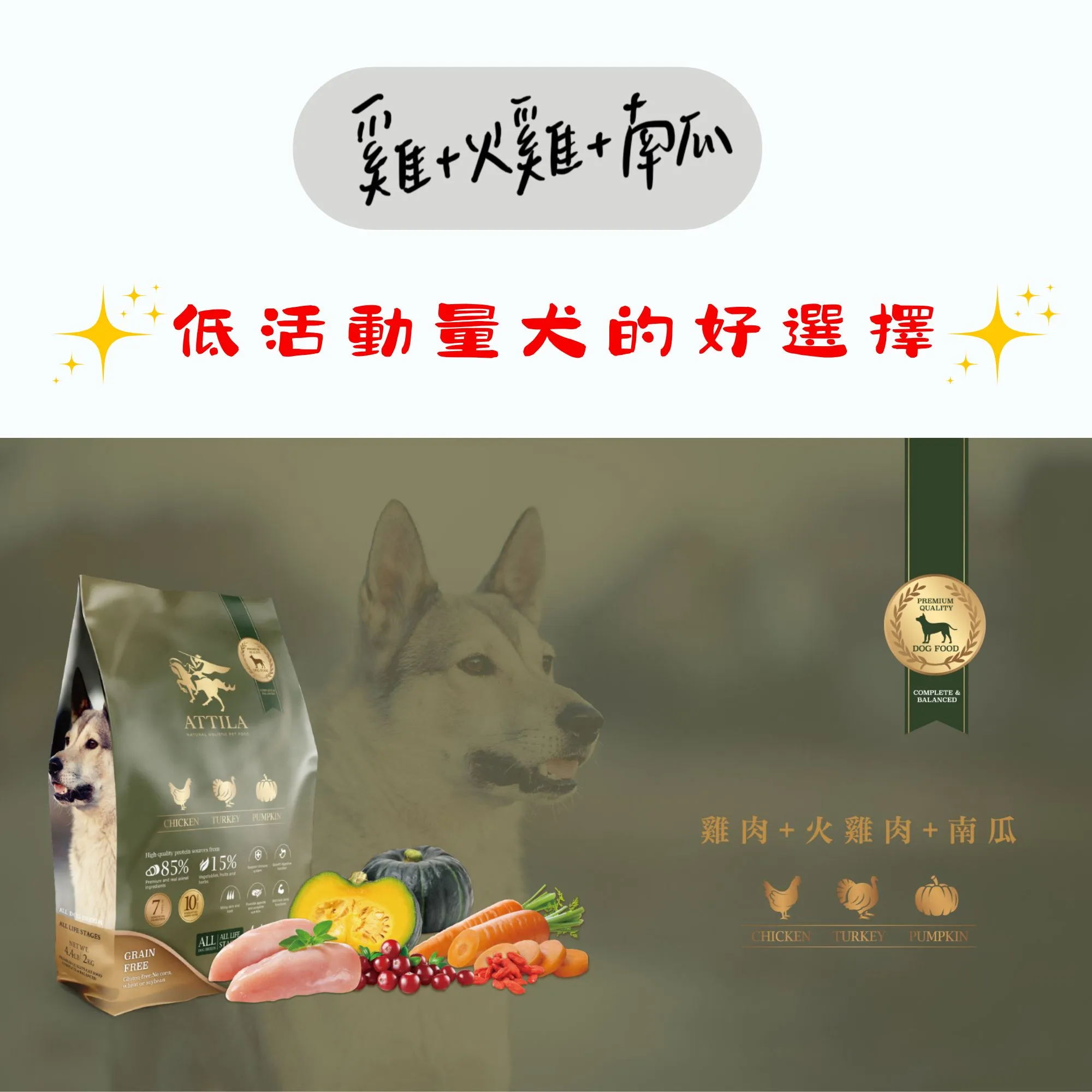 ATTILA 阿提拉 健康無穀犬糧 2kg 6kg 犬飼料 成犬 全齡犬 