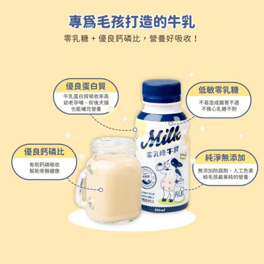 汪喵星球 零乳糖牛乳 250ml 