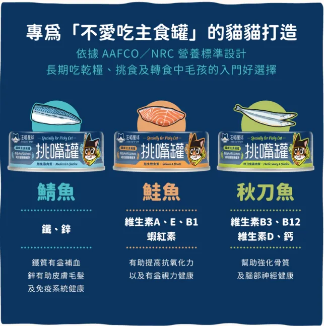 汪喵星球  挑嘴貓無膠主食罐 單罐80g