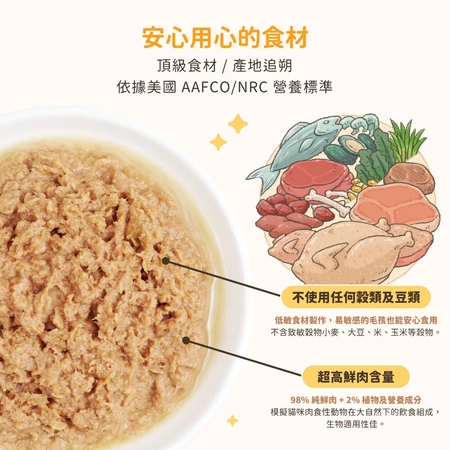 汪喵星球 貓咪98%鮮肉無膠主食罐 單罐165g