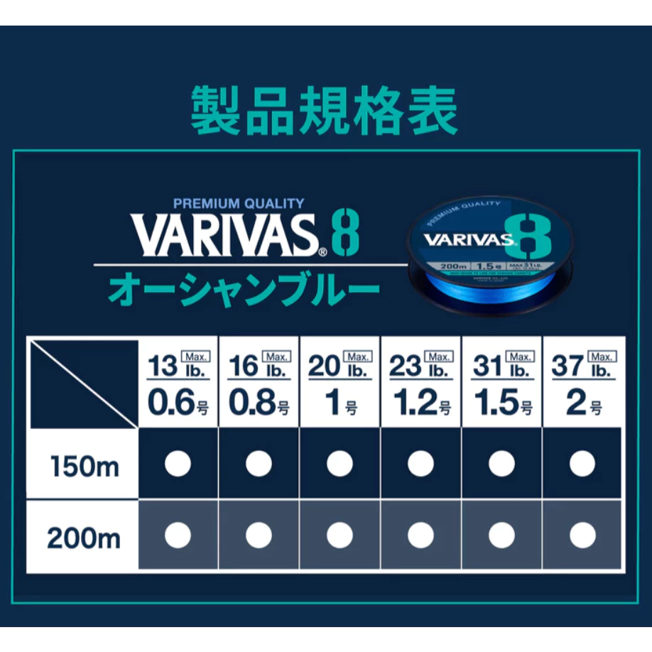 【LUREER】 VARIVAS 8 日本製 8股PE線 單色 高強度 高耐久性 高感度 8×PE線 船釣 路亞