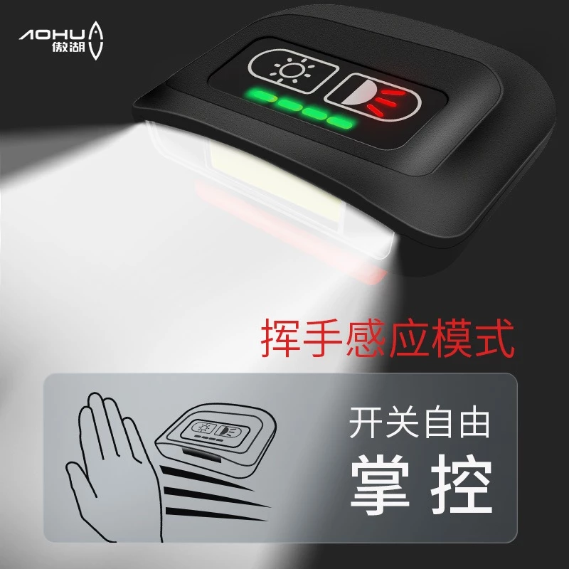 【LUREER】 超亮COB 充電式頭燈 夾帽式 / 頭戴式 <TYPE-C充電> 揮手感應 超輕量 手電筒 頭燈 夜釣