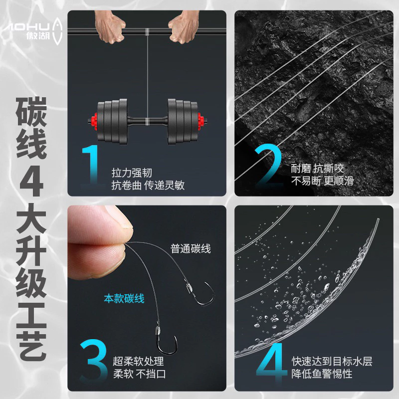 【LUREER】碳纖線 50米 高含碳量 前導線 子線 路亞 磯釣 岸拋 微物 溪流 卡夢線 碳線 碳纖維