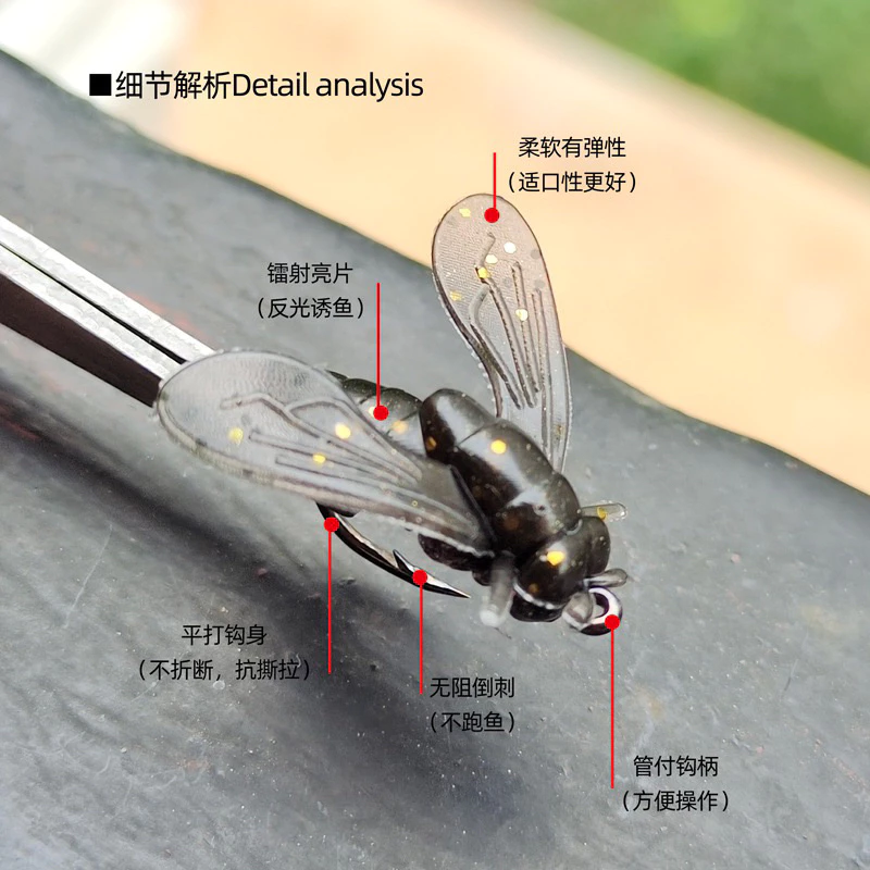 【LUREER】 軟餌蒼蠅 20入盒裝 附鉤！！ 路亞 蒼蠅 軟蟲 毛鉤 微物