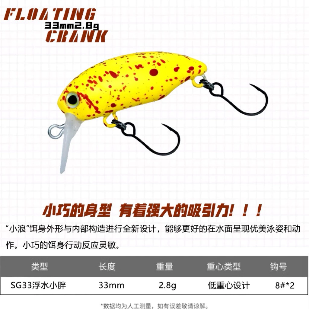 【LUREER】 水面系 SG33 浮水小胖 2.8克 《搭配單鉤》 路亞 米諾 馬口 捲仔 溪哥 溪釣