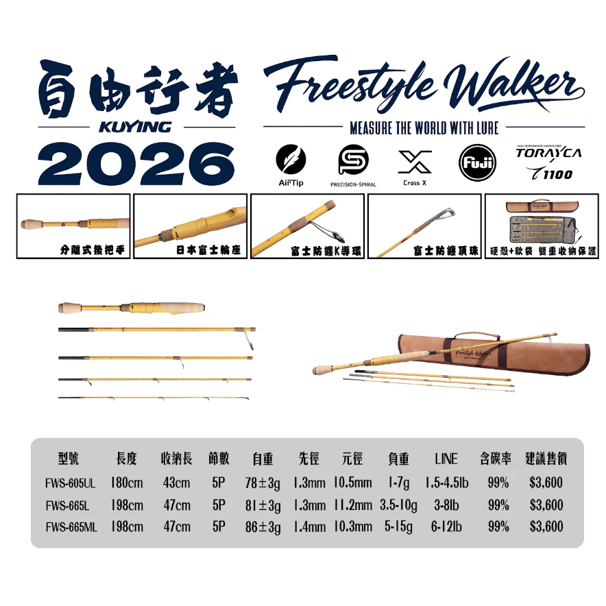 【LUREER】 KUYING 酷影 自由行者 多節旅竿 <2026新款> 附免責卡 路亞竿 泛用竿 旅行竿