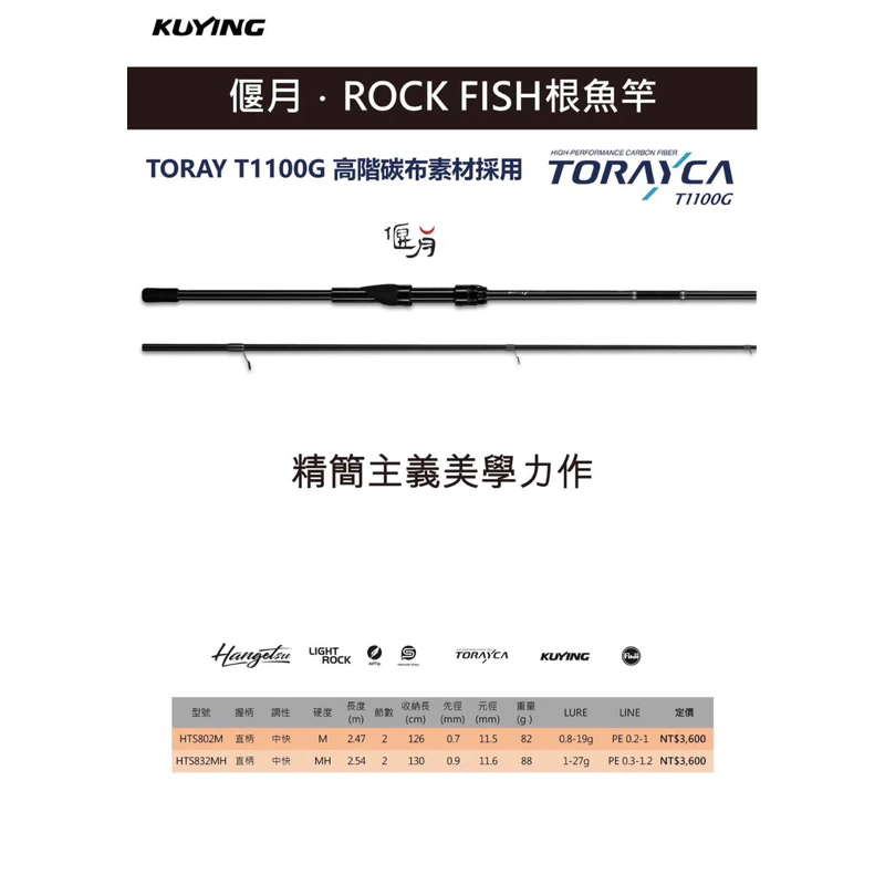 【LUREER】 酷影 KUYING 偃月 802M / 832MH 高階根魚竿 路亞竿 黑格 根魚 軟蟲 重根