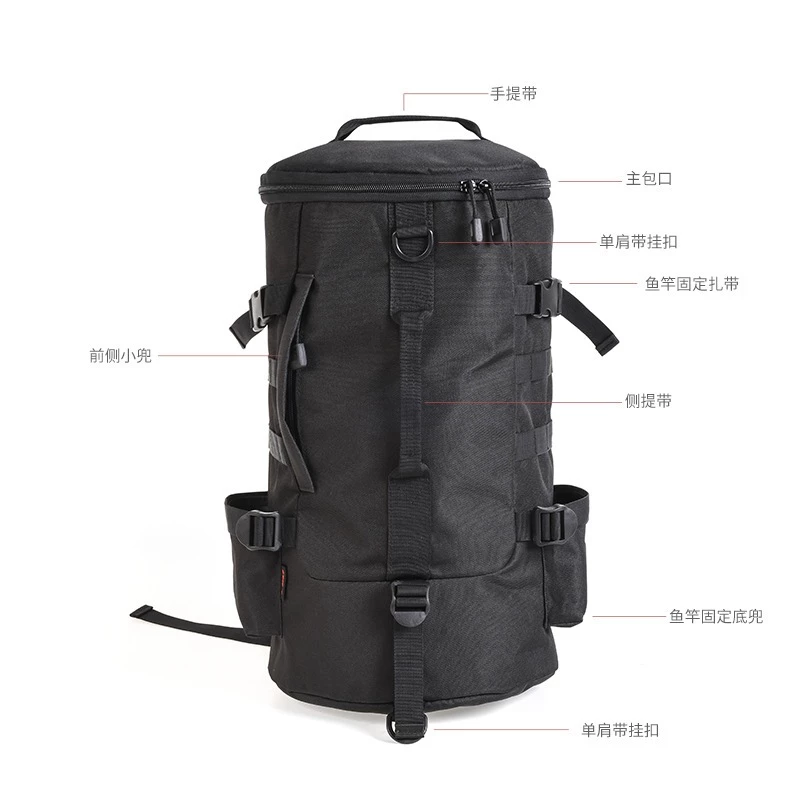 【LUREER】 釣魚遠征背包 圓柱形 (單肩、雙肩兩用設計) 路亞 釣具 背包 海釣 離島 釣魚包 路亞包
