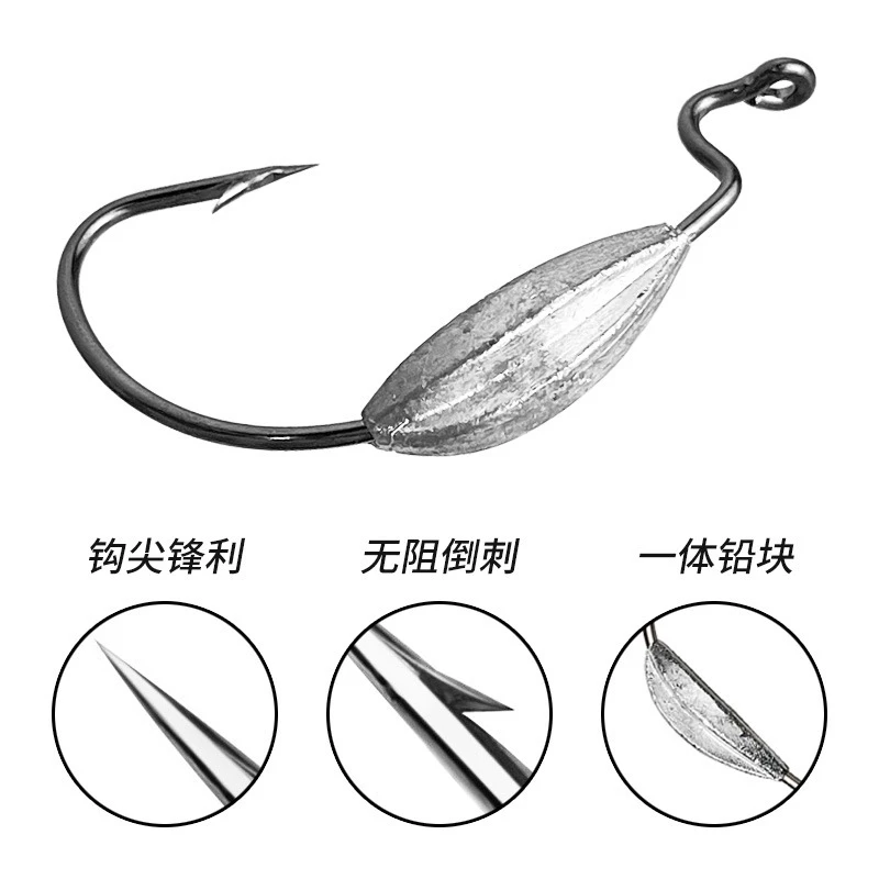 【LUREER】 帶鉛曲柄鉤 5入裝 軟蟲 軟餌 防掛 魚虎 雷強 踢水蛙 泰國鱧 軟蛙 熱狗