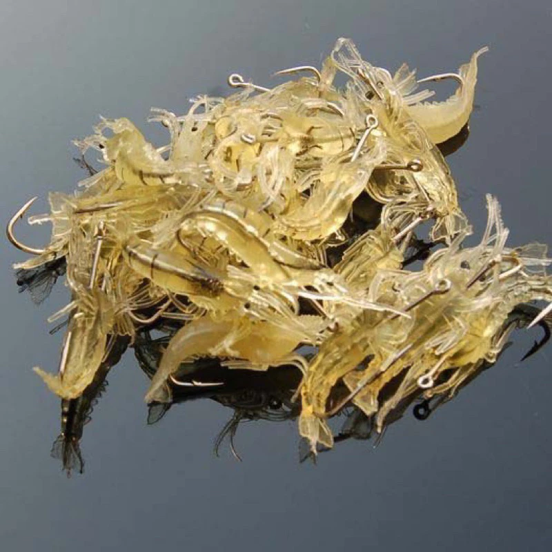 【LUREER】 帶鉤仿真小蝦 4公分 一包10入 夜光 路亞 軟蝦 軟餌 軟蟲 根魚 海釣 根魚
