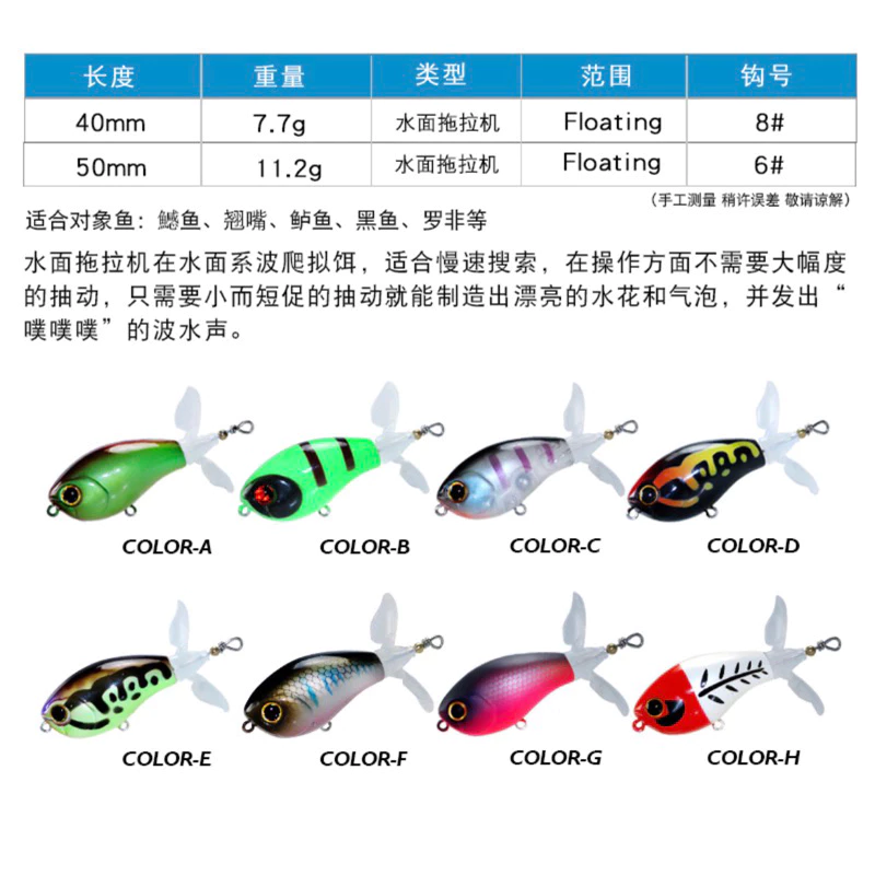 【LUREER】 水面雙槳拖拉機 7.7/11.2克 水面 捲仔 路亞 鉛筆 拖拉機 水表餌 微物