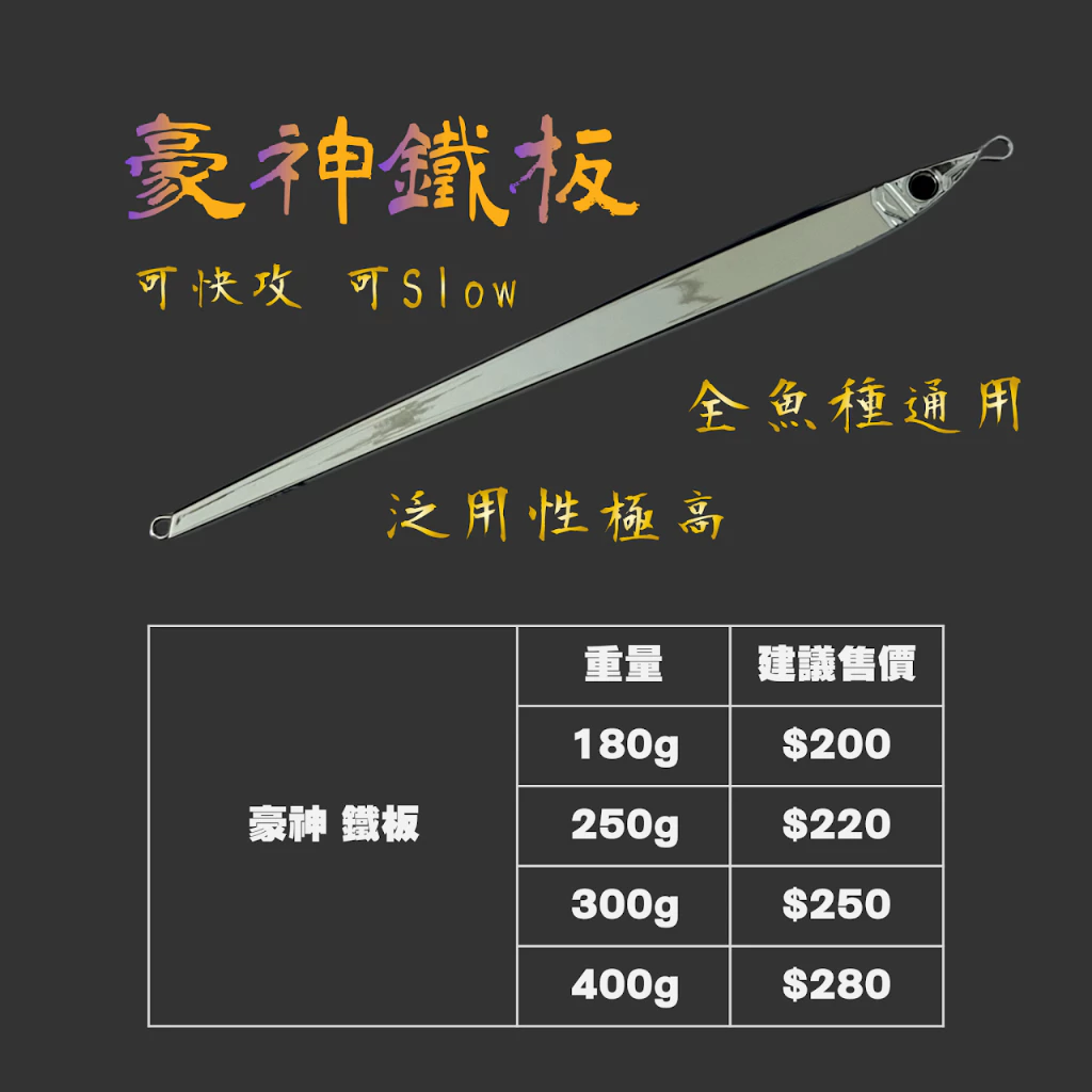 【LUREER】 豪神鐵板 <鏡面電鍍UV銀> 180克~400克 快慢通用 紅甘 土魠 煙仔 船鐵 快鐵 慢鐵 鐵板