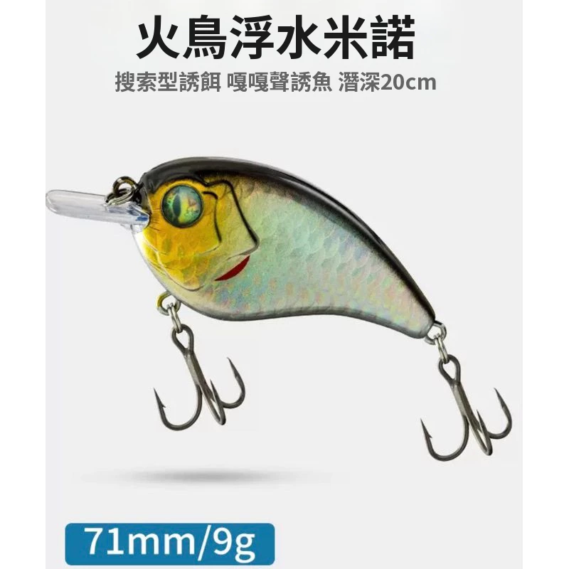 【LUREER】 火鳥浮水米諾 9克 小胖 內置響珠 「搭配三倍加強鉤」 浮水 路亞 遠投