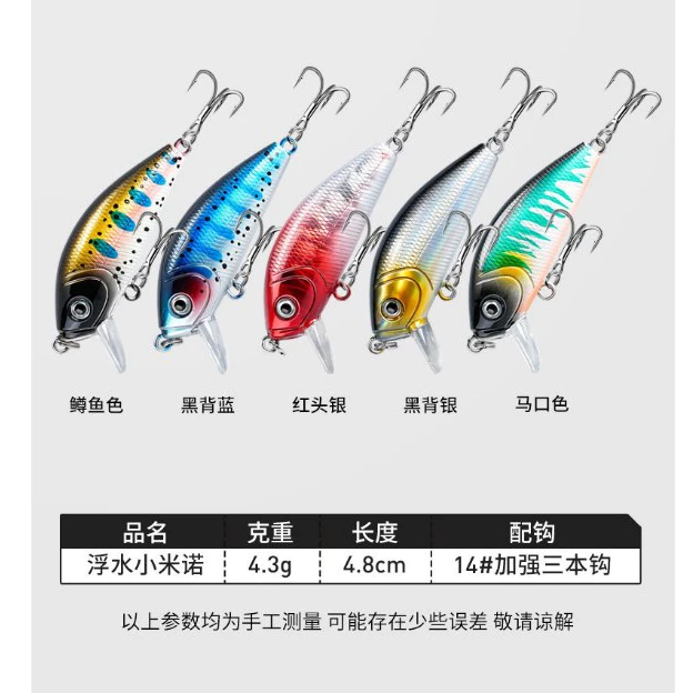 【LUREER】浮水米諾 4.3克 <內置響珠> 淺場必備 專為小型魚設計 路亞 米諾 微物