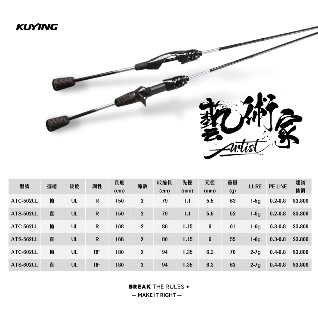 【LUREER】 KUYING 酷影 藝術家 頂級微物竿 (Bait finess) 溪流 小物 路亞竿