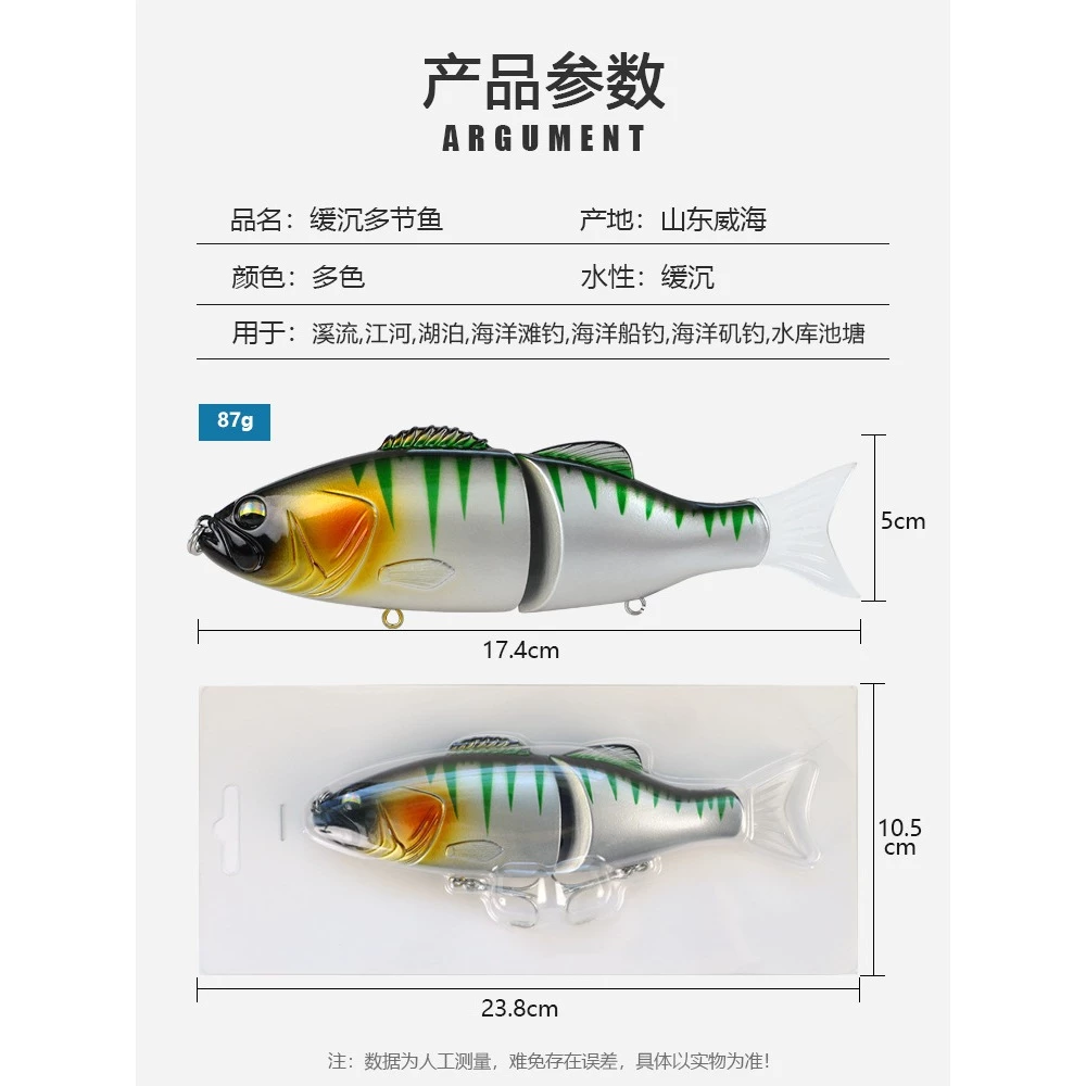 【LUREER】 緩沉多節魚 87克 可拆式軟尾 <海水管池石斑必備餌> 大餌 路亞 多節魚 岸拋 管池