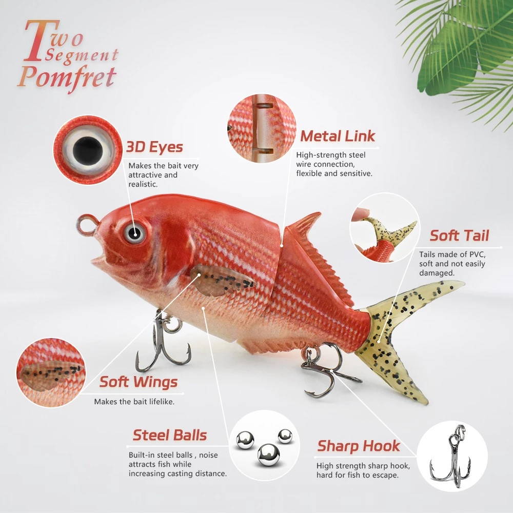 【LUREER】 牛港鰺 迷你GT 雙節魚 44克 <金屬連接設計> 路亞 管池 黑鱸 石斑 百甲