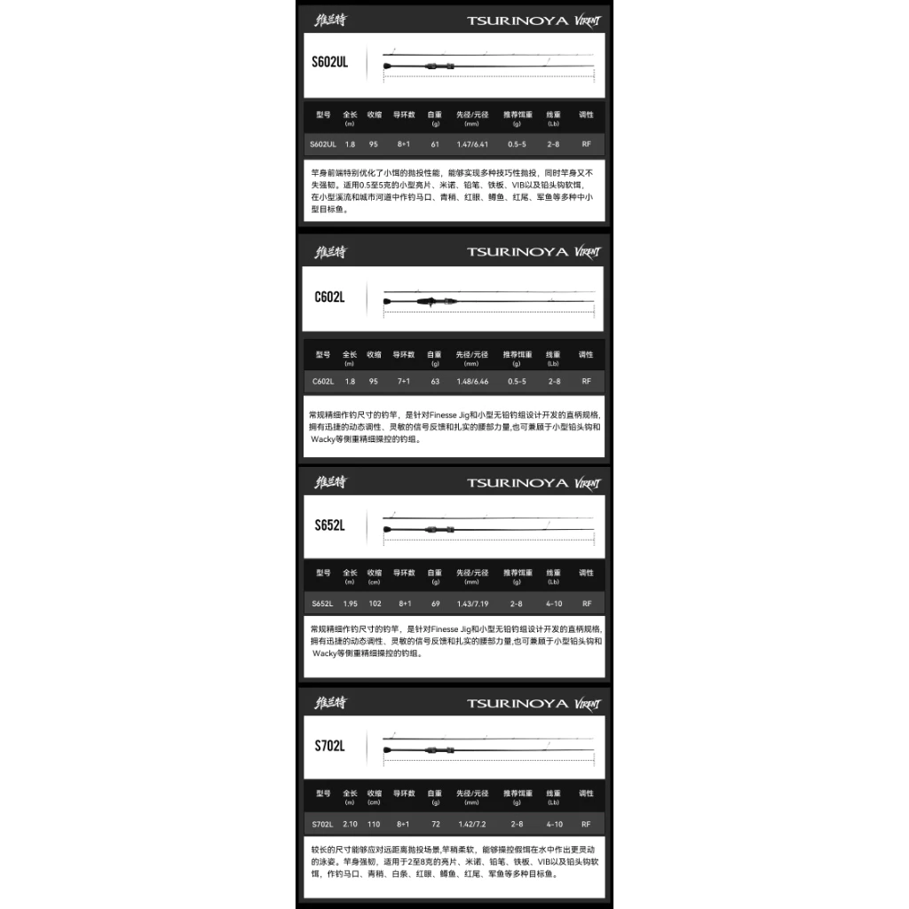 【LUREER】 釣之屋 TSURINOYA 維蘭特 VIRENT 微物路亞竿 碳纖維輕量化 路亞 溪流