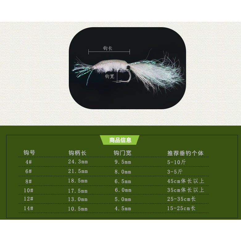 【LUREER】冰絲蝦 5入 12# 手工 路亞 微物 微拋 小搞搞 根魚 毛鉤