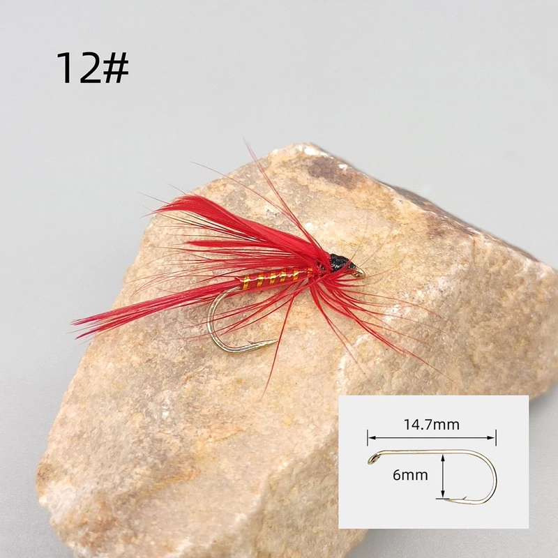 【LUREER】 紅翅飛蛾 毛鉤 12# 5入 手綁 高仿真 飛釣 馬口 溪哥 吳郭魚 飛蠅