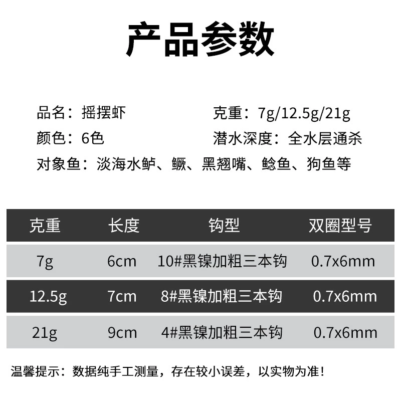【LUREER】 包鉛T尾 搖擺蝦 7克 <自帶單鉤+三本鉤> 路亞 軟蝦 蝦型 軟蟲 黑格 黑鯛