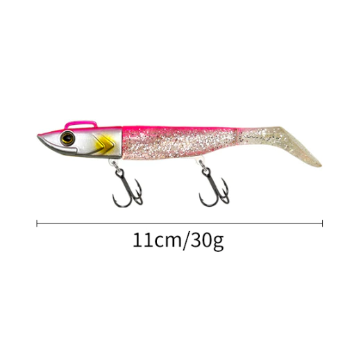 【LUREER】 大鉛頭T尾魚 30克 <岸拋白帶必備> T尾軟蟲 路亞 岸拋 白帶