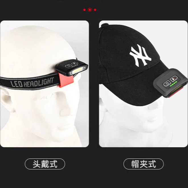 【LUREER】 超亮COB 充電式頭燈 夾帽式 / 頭戴式 <TYPE-C充電> 揮手感應 超輕量 手電筒 頭燈 夜釣