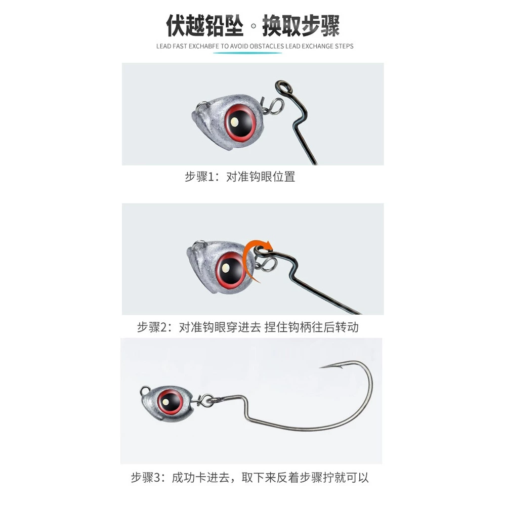 【LUREER】避障快速鉛頭 魚頭大眼造型 3.5 / 5 / 7 / 10克 散裝1入 <快速換鉤> 速扣鉛 魚眼