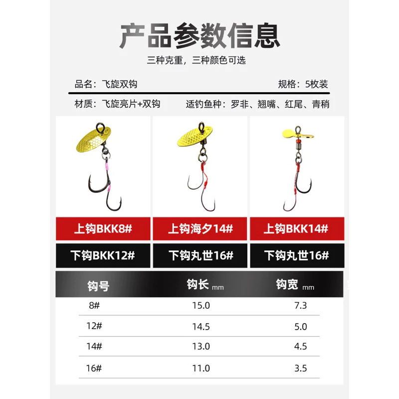 【LUREER】飛旋雙鉤 亮片 / 螺旋槳 BKK鉤 熱銷款 路亞 馬口 溪哥 苦槽 助投器 瓜子亮片