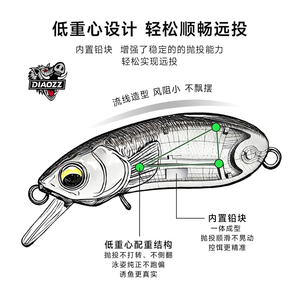 【LUREER】 DIAOZZ CC40 米諾小胖子 小魔獸 緩沉 三本鉤版本 路亞 魔獸 黑格 黑鯛 微物