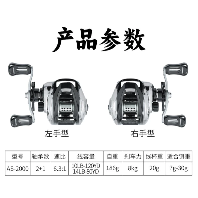 【LUREER】 池刃 泛用型 雙軸捲線器 AS-2000 <自帶出線聲> 小烏龜 路亞