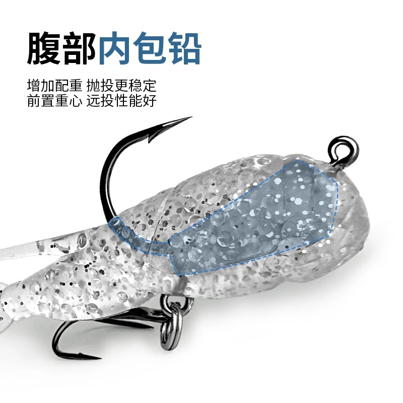 【LUREER】 包鉛T尾 搖擺蝦 7克 <自帶單鉤+三本鉤> 路亞 軟蝦 蝦型 軟蟲 黑格 黑鯛