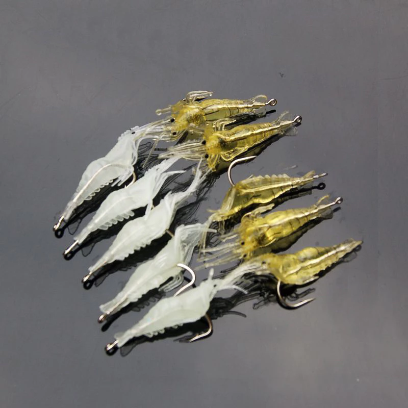 【LUREER】 帶鉤仿真小蝦 4公分 一包10入 夜光 路亞 軟蝦 軟餌 軟蟲 根魚 海釣 根魚