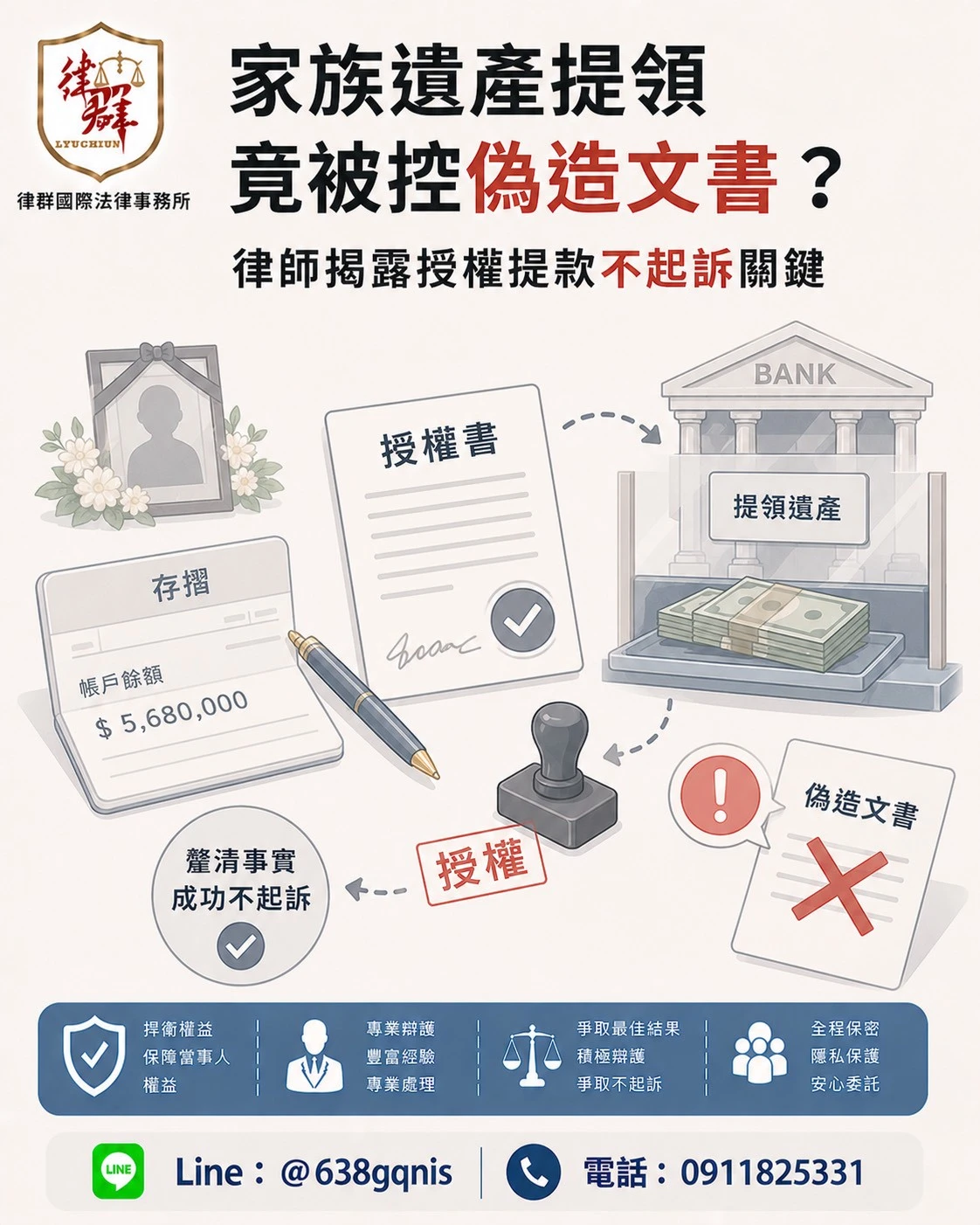家族遺產提領竟被控偽造文書？律師揭露授權提款不起訴關鍵