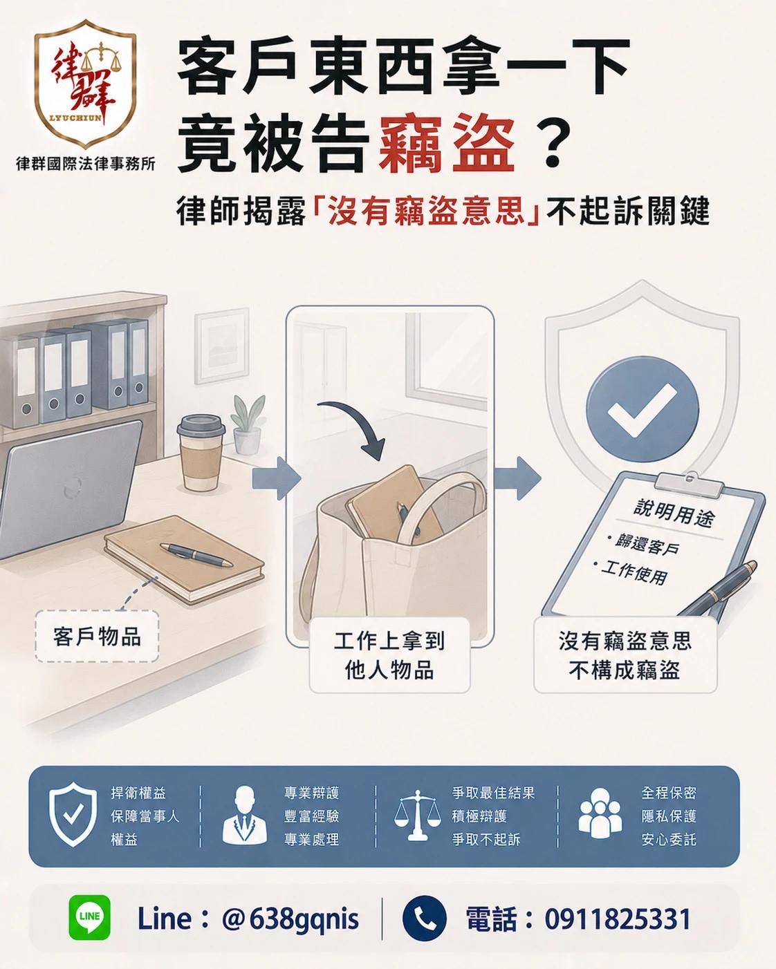 客戶東西拿一下竟被告竊盜？律師揭露「沒有竊盜意思」不起訴關鍵