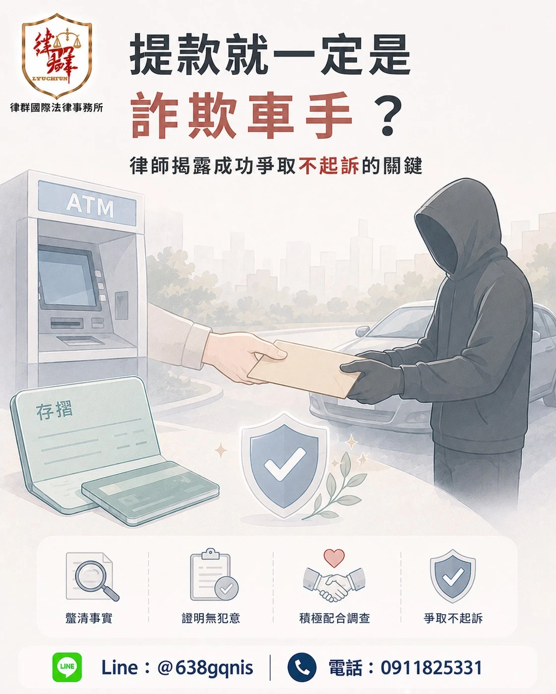 提款就一定是詐欺車手？律師揭露成功爭取不起訴的關鍵