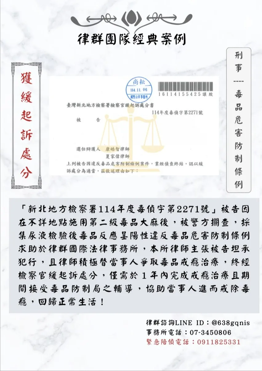 刑事｜毒品危害防制條例｜緩起訴處分