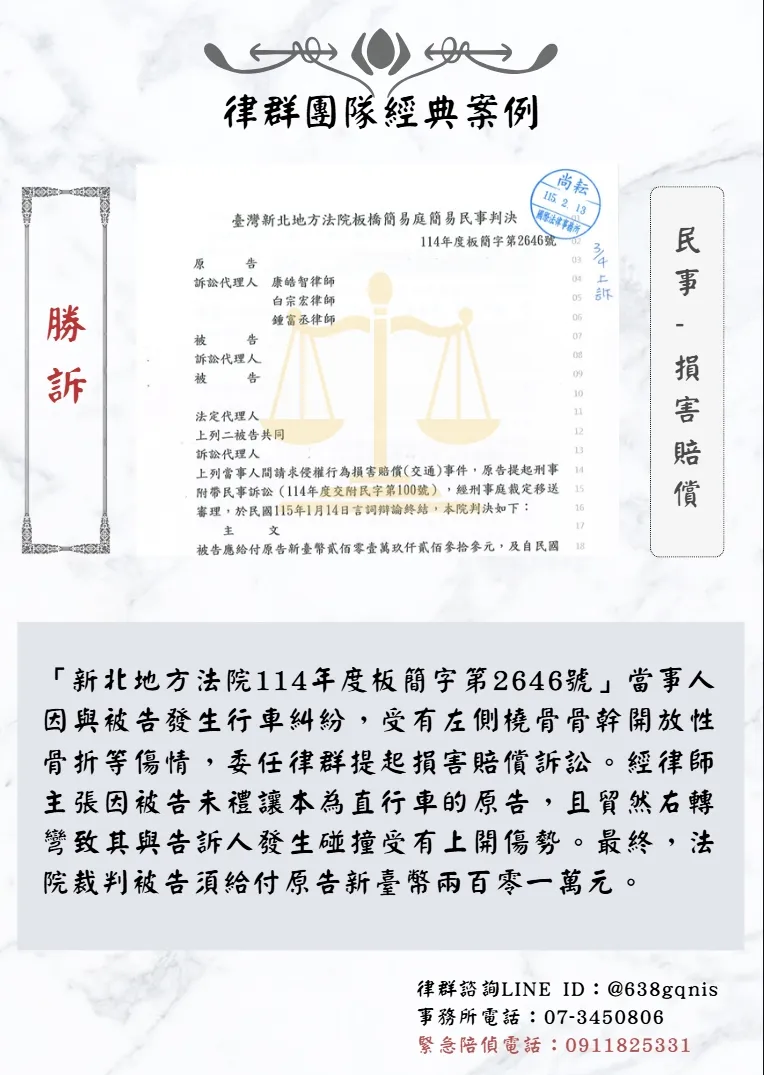 民事｜損害賠償｜勝訴