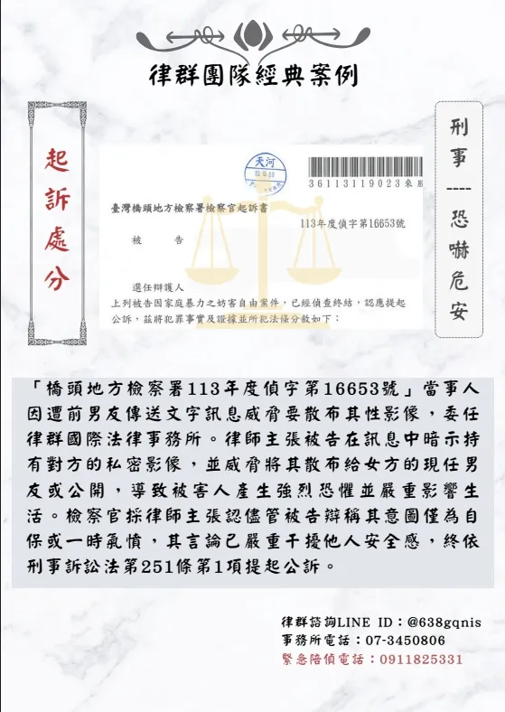刑事｜恐嚇危安｜起訴處分